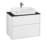 Villeroy & Boch V&B Meuble sous lavabo Finion 80x60,3cm, plan de travail bleu mat, laqué blanc brillant Quantité:1
