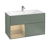 Villeroy & Boch V&B Meuble sous lavabo Finion 99,6x59,1cm, éclairage mural, rég. gauche, olivier mat, laqué Quantité:1