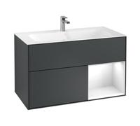 Villeroy & Boch V&B Meuble sous lavabo Finion Reg re glo bl. blanc Lac, bleu mat Lacquer Quantité:1