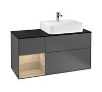 Villeroy & Boch V&B Meuble sous lavabo Plan de toilette bleu clair Finion 120 cm, étagère gauche Oa placage, anthracite mat Quantité:1