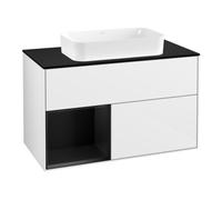 Villeroy & Boch V&B Meuble sous lavabo Plan de toilette bleu m Finion 100x60,3cm, Rg g bleu m Lac, blanc brillant Lac Quantité:1