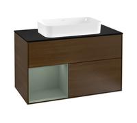 Villeroy & Boch V&B Meuble sous-lavabo Plaque de recouvrement bleu m Finion 100x60,3cm, étag. g Oli. m Lac, noyer ven Quantité:1