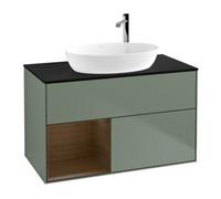 Villeroy & Boch V&B Meuble sous-vasque Éclairage mural Finion 100, Pl bleu m, Reg noyer ven, Oli. m Lac Quantité:1