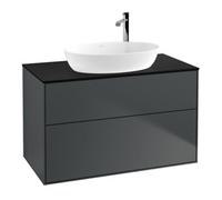 Villeroy & Boch V&B Meuble sous-vasque Éclairage mural Finion 100x60,3 cm, panneau latéral bleu mat, bleu moyen mat Lac Quantité:1