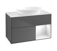 Villeroy & Boch V&B Meuble sous vasque Finion 100, Blanc mat, Lacque, Anthracite m Quantité:1