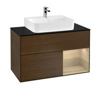 Villeroy & Boch V&B Meuble sous-vasque Finion 100, bleu, porte droite, chêne moyen veinée Quantité:1