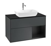 Villeroy & Boch V&B Meuble sous-vasque Finion 100, placage bois mat, rangement blanc mat laqué, médian blanc mat laqué Quantité:1