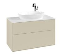 Villeroy & Boch V&B Meuble sous-vasque Finion 100x60,3 cm, plaque d’habillage blanc, poignée argent, mat laqué Quantité:1