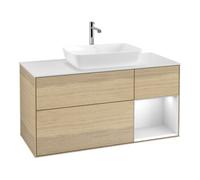 Villeroy & Boch V&B Meuble sous-vasque Finion 120 cm, Blanc mat, Réglette blanche mat, Venise ouverte Quantité:1