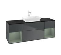 Villeroy & Boch V&B Meuble sous vasque Finion 160 cm, placage bois, rouge olivier mat laqué, médaille bleue mat laqué Quantité:1