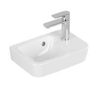 Villeroy & Boch V&B O.NOVO Compact lavabo à main 36x25 cm, carré, cuve à gauche, avec robinetterie, avec trop-plein, blanc Quantité:1
