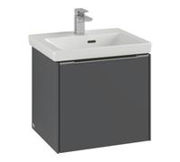 Villeroy & Boch Subway 3.0 Meuble sous-lavabo, éclairage LED, 1 tiroir, 473x429x408mm, C580L2AH, Couleur: façade/corps : Wine Red, poignée : Wine Red