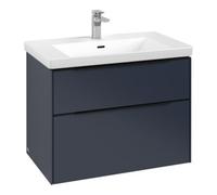 Villeroy & Boch Meuble sous-lavabo Subway 3.0 C57401VQ 2 tiroirs bleu marine – poignée noir volcan