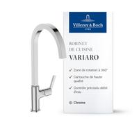 Villeroy & Boch Variaro robinet de cuisine, haute pression, 306 mm - Chrome | Bec orientable à 360°, économie d'eau (8,3 l/min), montage rapide, TVK13100100061