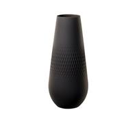 Villeroy & Boch Collier Noir Vase Carré n°3, 11,5x11,5x26 cm, Porcelaine Premium, Noir