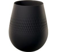 Villeroy & Boch Collier Noir Vase Carré n°2, 12,5x12,5x14 cm, Porcelaine Premium, Noir