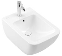 Villeroy & Boch Venticello bidet, 1 trou de robinetterie, avec trop-plein, mural, 375x560mm, 441100RW, Couleur: Blanc pierre CéramiquePlus