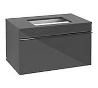 Villeroy & Boch Venticello Élément bas A94501RA 75,7x43,6x50,2cm, Verre Glossy Grey , Poignée chromé
