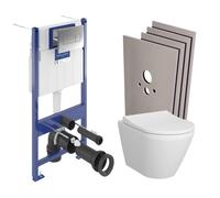 Villeroy & Boch - ViConnect Pro S Pack WC bâti Villeroy & Boch + WC sans bride + abattant SoftClose + set d'habillage + plaque (VCNINTEGRARS2SBCH)