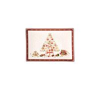 Villeroy & Boch Winter Bakery Delight Grand plat de service rectangle pour pâtisseries, Porcelaine Premium, Blanc/Rouge/Beige