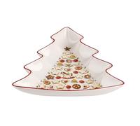Villeroy & Boch Winter Bakery Delight Grande coupelle en forme de sapin, Porcelaine Premium, Blanc/Rouge