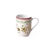Villeroy & Boch Winter Bakery Delight Mug à café "Étoile filante", 370 ml, Porcelaine Premium, Blanc/Rouge/Beige