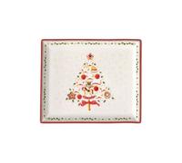 Villeroy & Boch Winter Bakery Delight Petit plat de service rectangle pour pâtisseries, Porcelaine Premium, Blanc/Rouge/Beige