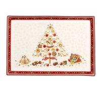 Villeroy & Boch Winter Bakery Delight Grand plat de service rectangle pour pâtisseries, Porcelaine Premium, Blanc/Rouge/Beige