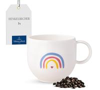 Villeroy & Boch - With Love mug à anse Be Happy, porcelaine Premium, cadeau, tasse à café, mug, tasse pour le café et le thé, 290 ml, résistant au lave-vaisselle et au four à micro-ondes
