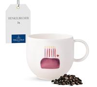 Villeroy & Boch - With Love mug à anse Happy Birthday, porcelaine Premium, cadeau, tasse à café, mug, tasse pour le café et le thé, 290 ml, résistant au lave-vaisselle et au four à micro-ondes