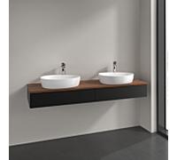 Villeroy et Boch Antao meuble sous-vasque K17052PD 160x19x50cm, trou pour robinetterie, plaque de lavabo couleur noyer chaud, laque noir mat