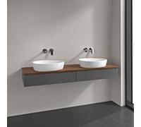 Villeroy et Boch Antao meuble sous-vasque K17112GK 160x19x50cm, plaque de lavabo couleur noyer chaud, laque mate anthracite