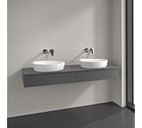 Villeroy et Boch Antao meuble sous-vasque K17150GK 160x19x50cm, trou pour robinetterie, plaque de lavabo laqué couleur, laqué mat anthracite