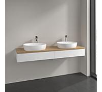 Villeroy et Boch Antao meuble sous-vasque K17151MT 160x19x50cm, trou pour robinetterie, plan de vasque couleur chêne miel, laqué blanc mat