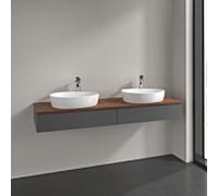 Villeroy et Boch Antao meuble sous-vasque K17152GK 160x19x50cm, trou pour robinetterie, plaque de lavabo couleur noyer chaud, laque mate anthracite