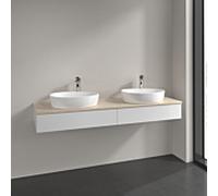 Villeroy et Boch Antao meuble sous-vasque K17153GF 160x19x50cm, trou pour robinetterie, plan vasque couleur botticino, laqué blanc brillant