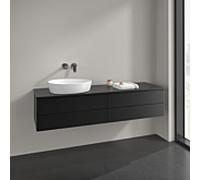 Villeroy und Boch Antao meuble sous-vasque K26150PD 160x36x50cm, trou pour robinetterie, plaque de lavabo laqué couleur, laqué noir mat