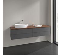 Villeroy et Boch Antao meuble sous-vasque K26152GK 160x36x50cm, trou pour robinetterie, plaque de lavabo couleur noyer chaud, laque mate anthracite