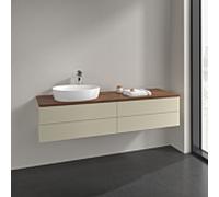 Villeroy et Boch Antao meuble sous-vasque K26152HJ 160x36x50cm, trou pour robinetterie, plaque de lavabo couleur noyer chaud, laque mate gris soie