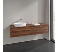 Villeroy et Boch Antao meuble sous-vasque K26152HM 160x36x50cm, trou pour robinetterie, plaque de lavabo couleur noyer chaud, noyer chaud