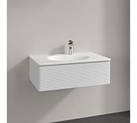 Villeroy et Boch Antao meuble sous-vasque L01100GF 78,8x25,6x49,6cm, avec structure frontale, laqué blanc brillant, avec éclairage