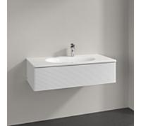 Villeroy und Boch Meuble sous-vasque Antao L02100GF 98,8x25,6x49,3cm, avec structure frontale, laqué blanc brillant, avec éclairage