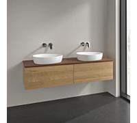 Villeroy et Boch Antao meuble sous-vasque L39012HN 160x36x50cm, plaque de lavabo couleur noyer chaud, chêne miel, avec éclairage