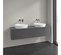 Villeroy et Boch Antao meuble sous-vasque L39150GK 160x36x50cm, trou pour robinetterie, plaque de lavabo laquée couleur, laqué mat anthracite, avec éclairage