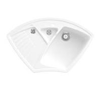 Villeroy und Boch Arena évier d'angle 672901RW garniture de vidange , fonctionnement manuel, restes de cuvette, Stone White