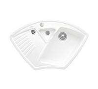 Villeroy und Boch Arena évier d'angle 672902KG garniture de vidange , fonctionnement excentrique, bac à restes, Blanc Neige