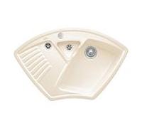 Villeroy und Boch Arena évier d'angle d'angle 672902KR garniture de vidange , actionnement excentrique, restes de cuvette, crème