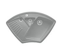 Villeroy und Boch Arena évier d'angle d'angle 672902SL garniture de vidange , fonctionnement excentrique, bac à restes, pierre