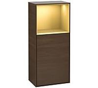 Villeroy et Boch Armoire latérale Finion G510HFGN 41.8x93.6cm, droite, émotion, plateau étagère or mat, placage noyer