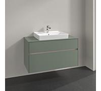 Villeroy und Boch Collaro meuble sous-vasque C01900AF 100x54,8x50cm, lavabo au milieu, vert tendre